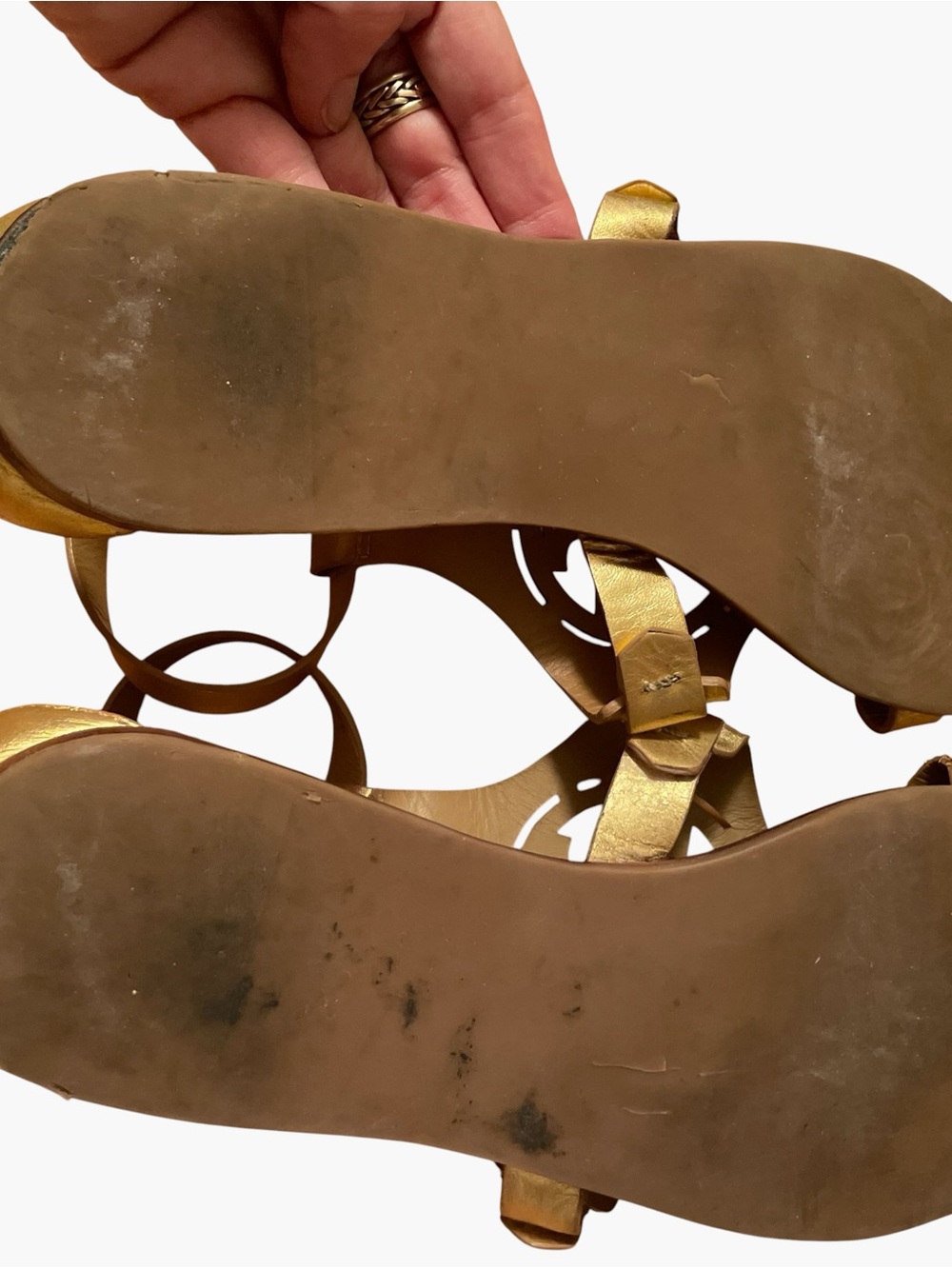 Tory Burch Gold Leather Upper Sandals size 9m - Picture 8 of 12